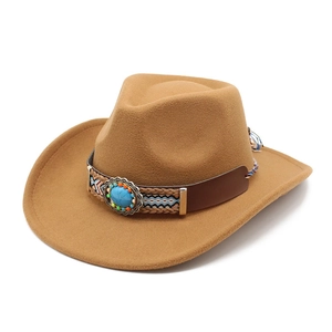 Chapeau de cow-boy classique à large bord avec bandeau ethnique et turquoise
