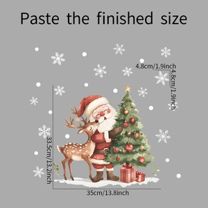 Detail showing finished size layout of Christmas window stickers with Santa and reindeer