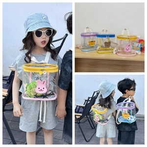 Kids cute waterproof transparent PVC jelly backpack with cartoon animal patterns