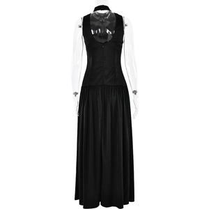 Vue détaillée du dos avec fermeture éclair invisible et drapé sur la robe longue en satin noir