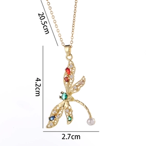 Detailed view of colorful dragonfly pendant dimensions 4.2cm x 2.7cm with measurements