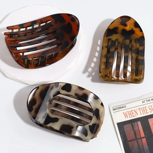 Three pieces set of tortoise shell pattern hair clips with glossy resin finish