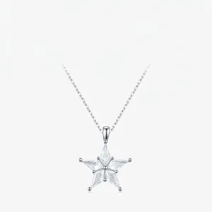 Collana Con Pendente A Stella Argento Sterling 925 Con Zirconia Cubica Scintillante Gioielli Eleganti Minimalisti Per Donna
