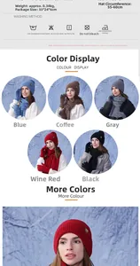 Détails de l'ensemble d'hiver avec poids, dimensions et plusieurs options de couleurs