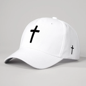 Cross Embroidery Baseball Cap Polyester Adjustable Sun Protection Street Style Hip Hop Headwear For Men Women Unisex