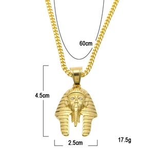 Détails du collier pendentif Pharaon égyptien plaqué or avec dimensions affichées