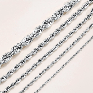 Edelstahl-Seilkettchen in Silber, in fünf verschiedenen Stärken für einen modernen Look
