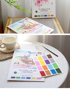 Detail view of 4 watercolor painting cards with built-in solid paint for DIY art creation