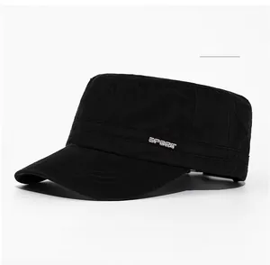 Detail view of the black cadet cap side featuring a metallic silver SPORT text emblem