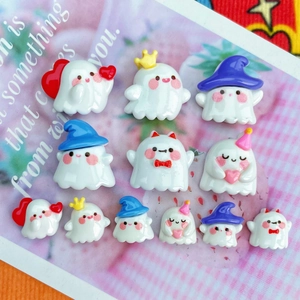 Cartoon Ghost Resin Charms Flatback Halloween Cute Ghost Decorative Accessories For DIY Jewelry Crafts Phone Case Decor