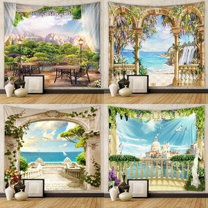 Landschaft Wandteppich Polyestergewebe 3D Landschaftsdruck Ästhetische Hintergrundtuch Haus Schlafzimmer Wohnzimmer Dekor
