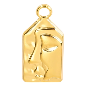 Minimalist 18k gold plated stainless steel abstract face relief pendant for DIY necklace