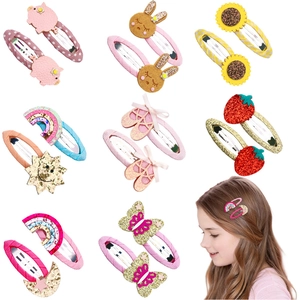 Detailed set of cartoon animal hair clips for girls featuring colorful sequins and fabric