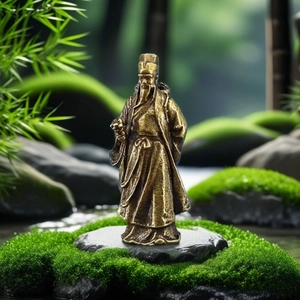 Chinesische Traditionelle Historische Figur Miniatur Statue Messing Retro Gelehrter Figurine Schreibtisch Ornament Zen Dekor