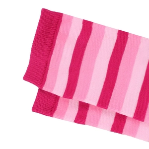 Close-up of pink striped cotton blend sock cuff detail for knee-high dance socks
