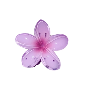 Purple flower hair claw clip with pink gradient petals and translucent jelly resin finish