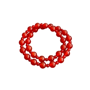 Vintage red agate beaded bracelet with a minimalist double-layer round bead design