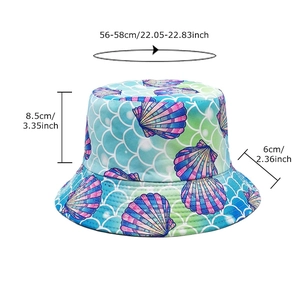 Chapeau bob réversible avec motifs coquillages et écailles pour protection solaire