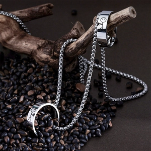 Minimalist stainless steel stickman heart necklace with box chain for couples