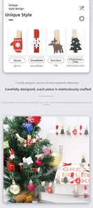 Detailed view of Christmas wooden clips featuring snowflake, elk, tree, and glove designs