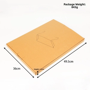 Detailed dimensions of the cat hammock packaging box showing 49.5x36x3.2cm and 843g weight