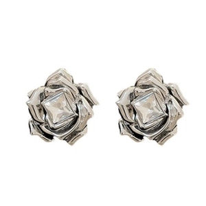Élégantes boucles d'oreilles roses en argent avec des zircons carrés étincelants