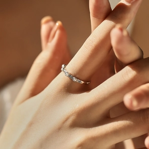 Bague élégante en argent sterling S925 avec perles et zircons pour femmes chic
