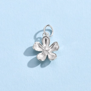 925 sterling silver flower pendant with matte finish for DIY jewelry necklaces