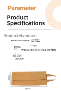 Detailed size chart for portable waterproof travel storage bag made of washed fabric