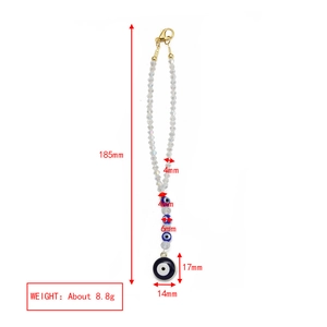 Detailed size specifications of the lucky evil eye heart pendant with beaded chain