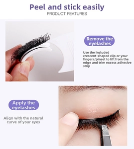 Step-by-step tutorial for applying natural black false eyelashes with applicator tool