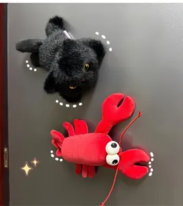 Cute plush cat and lobster fridge magnets with creative magnetic feature for decoration