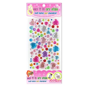 3D cartoon heart crystal gem stickers for kids, multi-colored and safe for DIY decoration