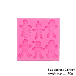 Pink silicone snowman mold with 6 cavities for Christmas fondant and chocolate baking
