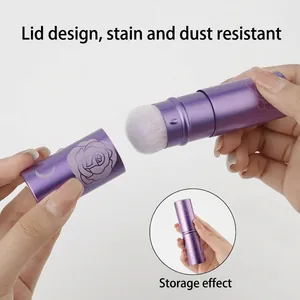 Ausziehbarer lila Make-up-Pinsel mit 3D-Blumenmuster und weichen Synthetikborsten
