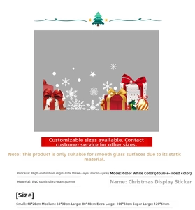 Guide des tailles des autocollants de Noël en PVC statique avec impression UV HD