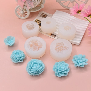 DIY flower silicone mold set for candles and soaps featuring five unique floral patterns