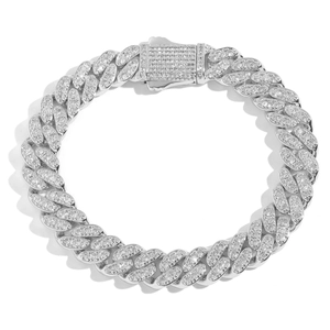 Gourmette hip hop 10mm en argent pour homme avec des zircons clairs étincelants