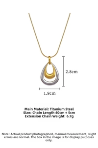 Minimalist double layer teardrop necklace details with dimensions 2.8cm by 1.8cm