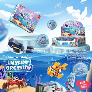 Marine Organism Building Blocks ABS Plastic Educational Puzzle Ocean Theme Kids Novelty Toys Shark Dolphin Crab Model