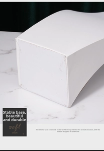 Detail of white leather texture display stand with stable composite board structure