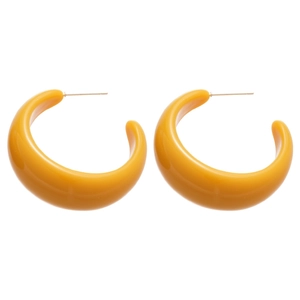 Boucles d'oreilles créoles minimalistes en résine jaune en forme de C pour femmes