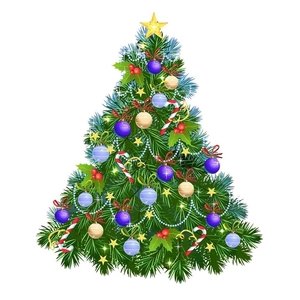 Sticker mural sapin de Noël avec boules violettes et sucres d'orge sur fond blanc