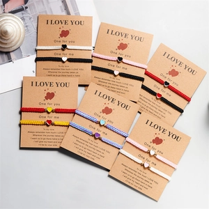 Bracciali Di Coppia A Cuore Intrecciati A Mano Ciondolo In Lega Smalto Regolabile Gioielli Amicizia Regalo Minimalista