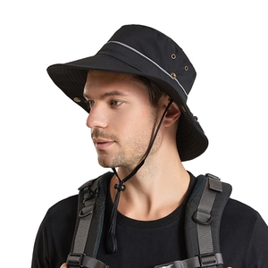 Chapeau de soleil respirant pour hommes avec large bord, cordon coupe-vent et bande réfléchissante