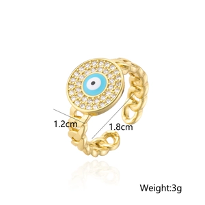 Detailed size specifications for the evil eye zircon ring with 1.2cm diameter ornament