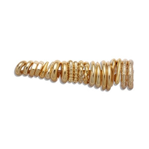 20-piece set of gold geometric twisted hoop earrings with a polished metallic finish