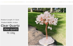Handmade clear quartz crystal tree on natural stone base, 9-12cm decorative ornament