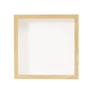 Square oak shadow box frame with deep inner shelf for tickets and memorabilia