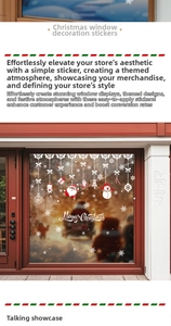 Detail of Santa Claus and snowman window stickers on glass for Christmas decor